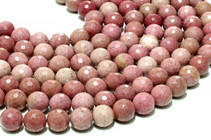 Rhodonite Beads Faceted Round Loose Gemstone Jewelry Making Crafting Material