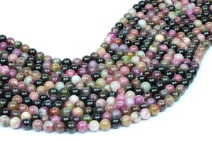 Tourmaline 6mm Smooth Round Natural Gemstone Beads DIY Beading Jewelry Making
