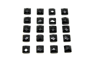 Loose Natural Calibrated Faceted Black Onyx Square Cabochon Gemstone Checker Cab