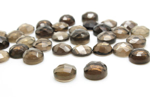 Natural Smoky Quartz Faceted Cabochon 6mm Round Brown Loose Gemstone DIY Jewelry