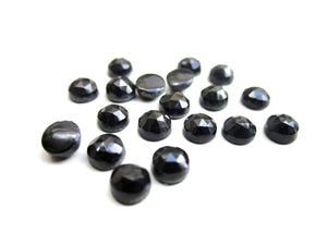 Unique Black Onyx Faceted Cabochon Natural AA Round Loose Calibrated Gemstone