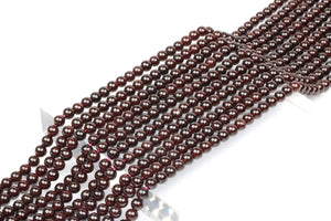 Round Garnet Gemstone Beads Smooth Natural 16" Strand Jewelry Making Supplies