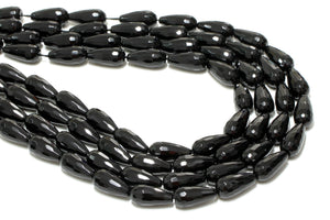 Faceted Drop Beads Natural Tear Black Onyx Jewelry Making Gem Teardrop Gemstone