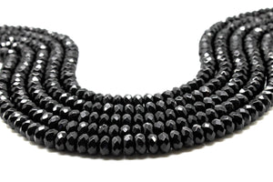 Black Onyx Rondelle Beads Faceted Loose Spacer Gemstone Jewelry Supply Wholesale