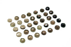 Round Natural AA Faceted Cabochon Smoky Quartz Gemstone Birthstone DIY Jewelry